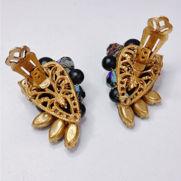 VTG Signed Eugene Vaseline Uranium Glass Earrings Mid Century 1950s Clip On - Picture 8 of 11